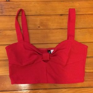 Red peek-a-boo crop top bustier